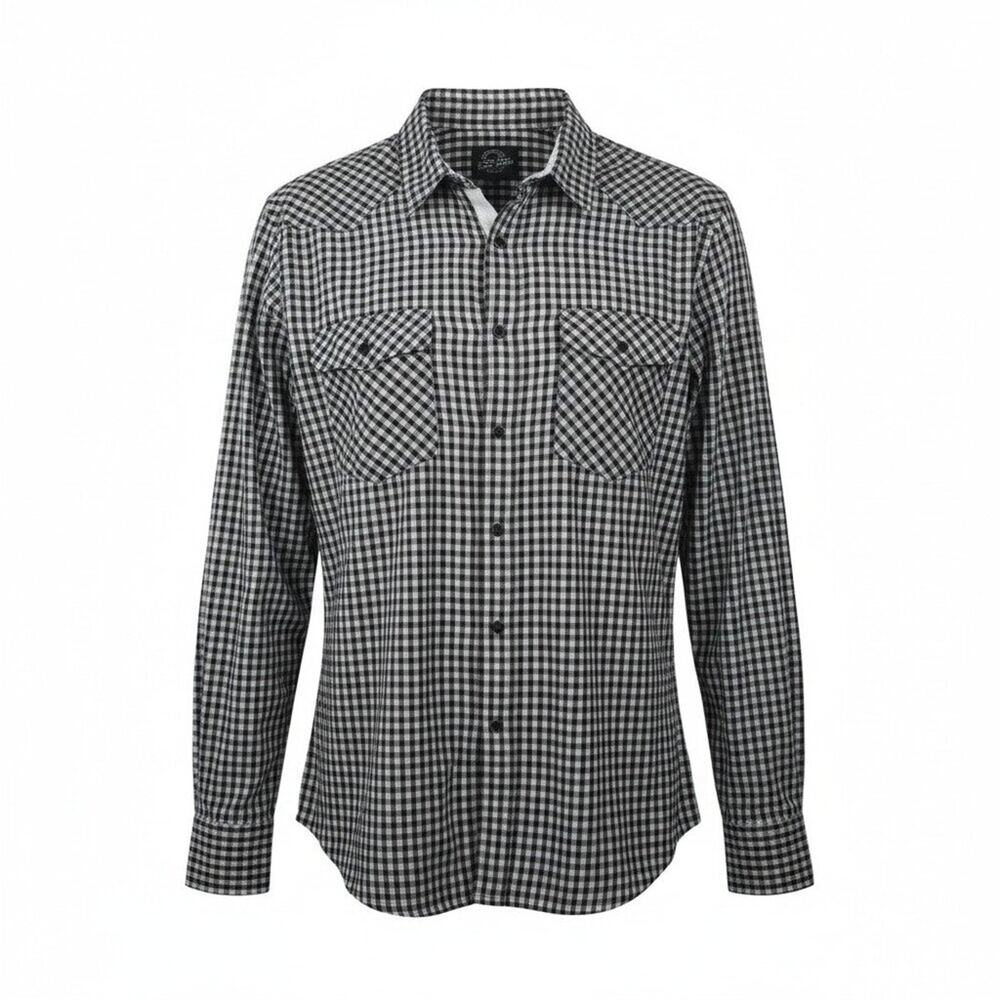 Something Strong 100% Cotton Plaid Button Up Black White Size XL